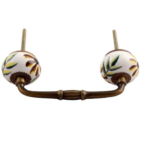 Olive County  Leaf Ceramic Bridge Handle